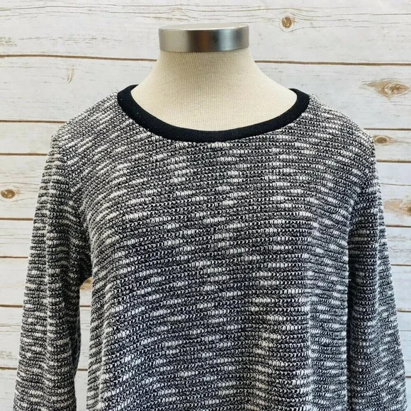 EMELIA Women 3/4 Sleeve Round Neck Pull Over Black White Shirt Size Medium NWT - Picture 1 of 12